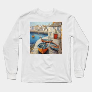 Rowing Boats at Mousehole Harbour, Cornwall Long Sleeve T-Shirt